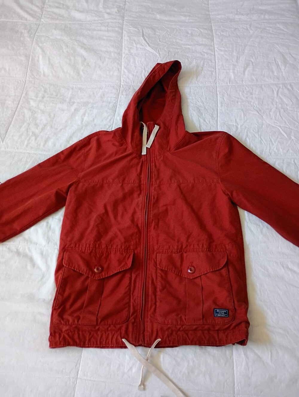 Abercrombie & Fitch Rust Orange Hooded Windbreaker Jacket